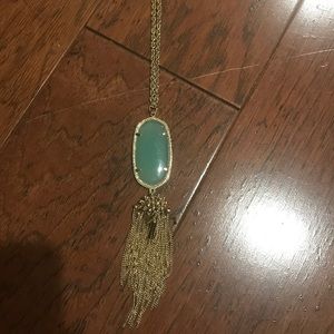 Kendra Scott Green Necklace with gold tassel